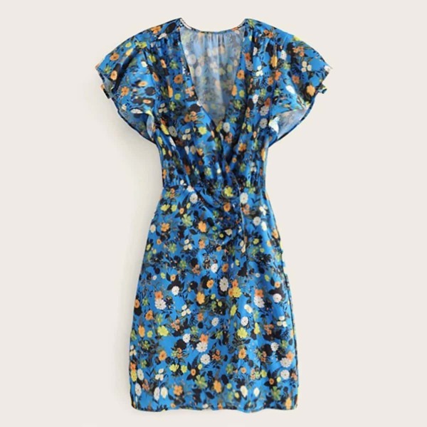 

Ditsy Floral Print Ruffle Sleeve Dress