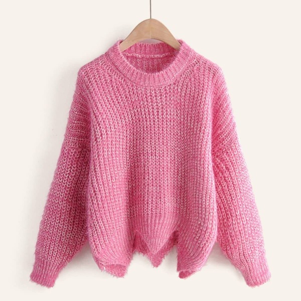 

Space Dye Asymmetrical Hem Sweater