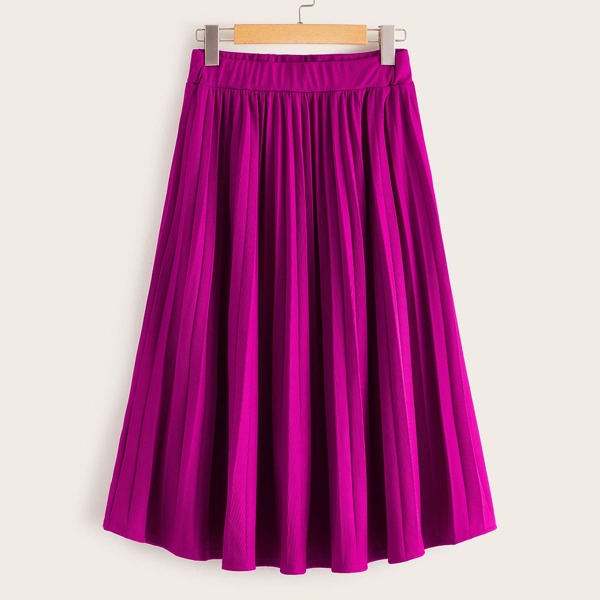 

Solid Pleated High Rise Sweater Skirt