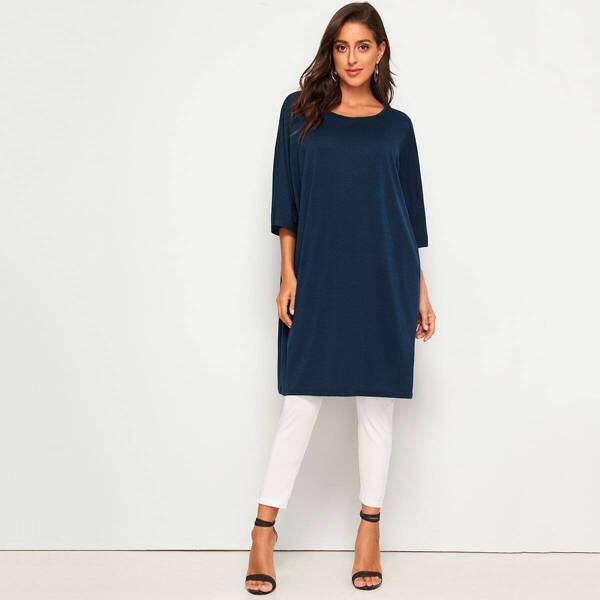 

Batwing Sleeve Solid Longline Tee