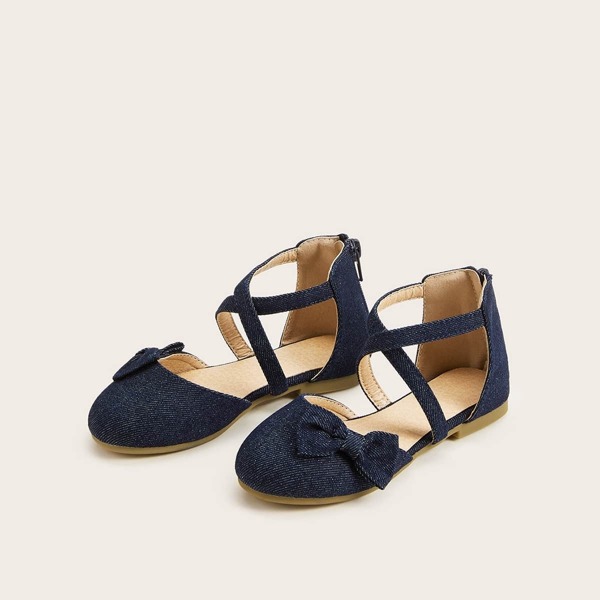 

Toddler Girls Bow Decor Cross Strap Flats