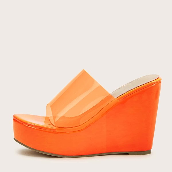

Neon Orange Open Toe Wedges