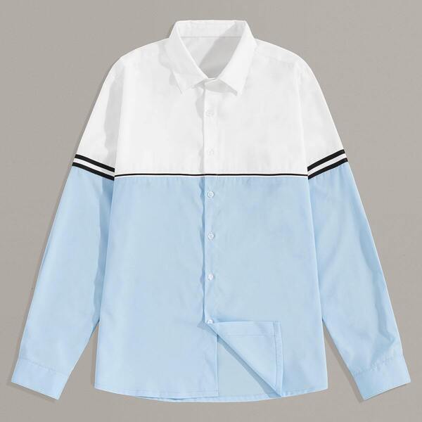 

Men Contrast Tape Two Tone Shirt, Multicolor