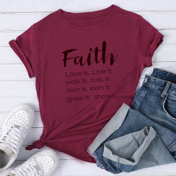 

Slogan Print Short Sleeve Tee