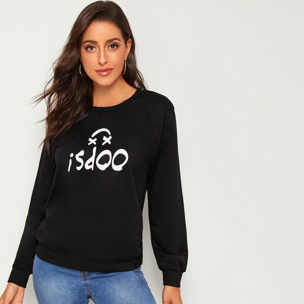 

Letter & Slogan Print Sweatshirt