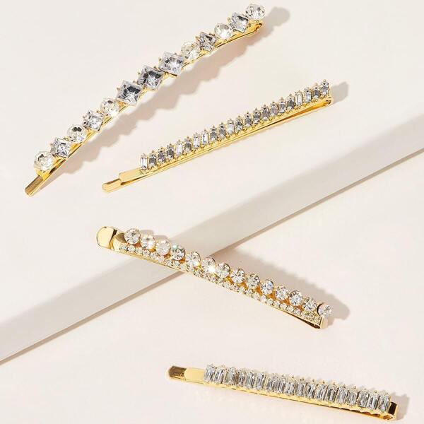 

Rhinestone Engraved Hairpin 4pcs