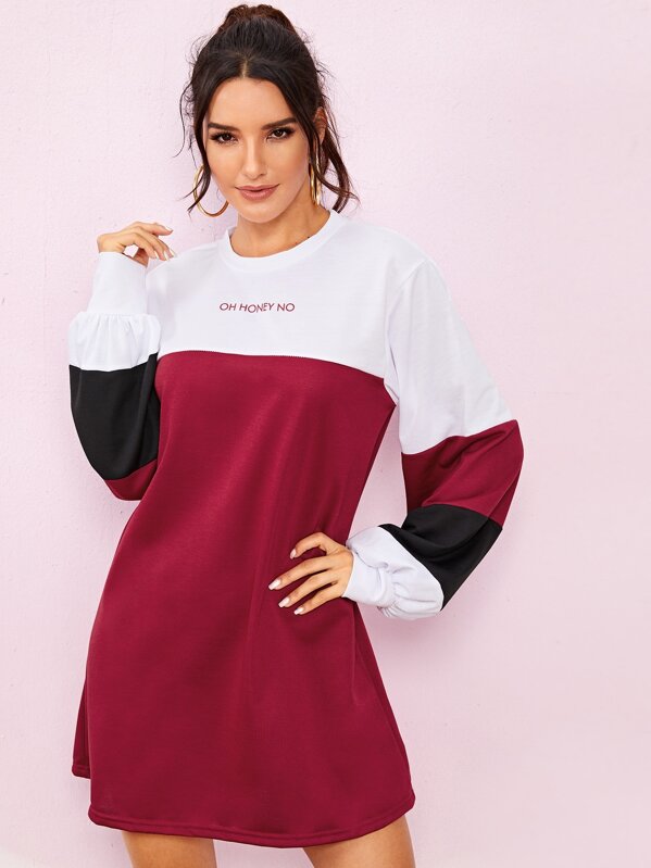 

Colorblock Letter Graphic Sweatshirt Dress, Multicolor, Juliana