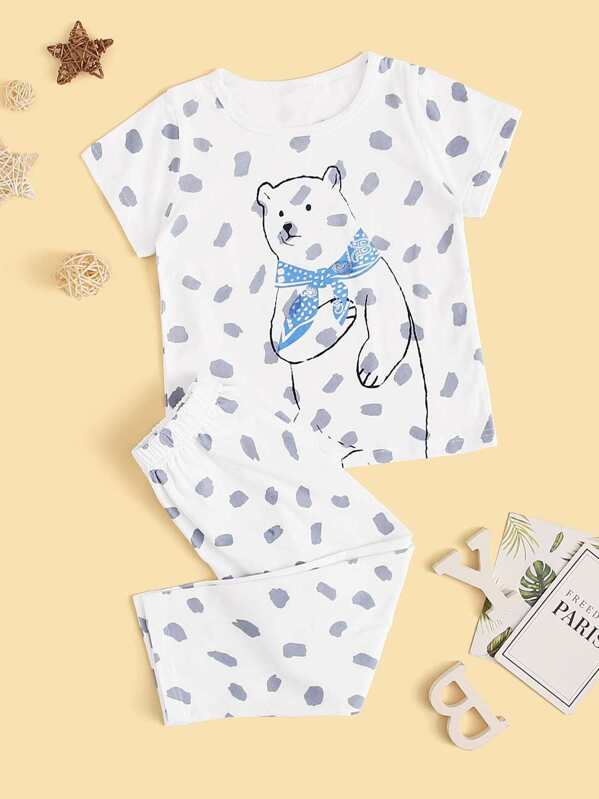 

Toddler Boys Bear Print Pajama Set, White