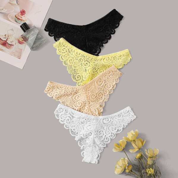 

Scalloped Trim Lace Panty Set 4pack