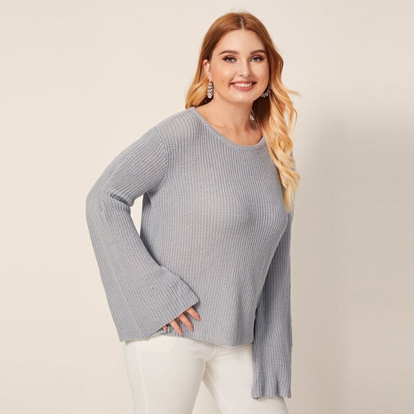 

Plus Bell Sleeve Ribbed Sweater