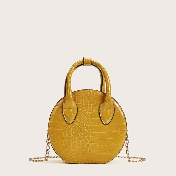 

Croc Embossed Satchel Chain Bag