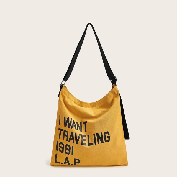 

Slogan Print Shoulder Bag