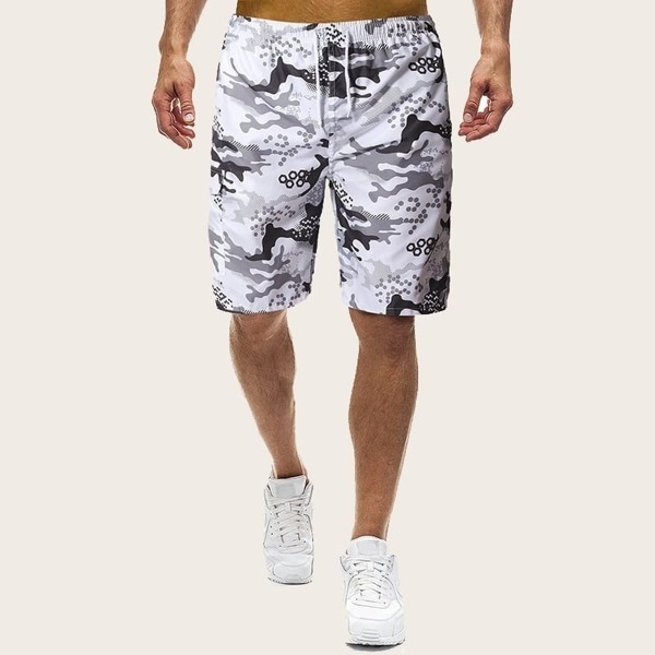 

Men Side Pocket Camo Drawstring Bermuda Shorts, Multicolor