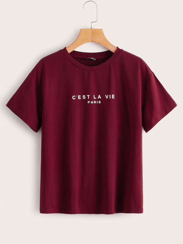 

Slogan Graphic Tee, Burgundy