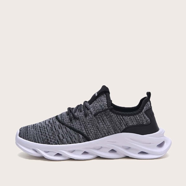 

Men Lace-up Front Knit Trainers, Grey