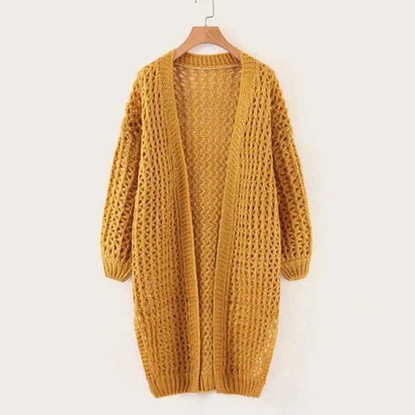 

Open Front Drop Shoulder Slit Hem Cardigan