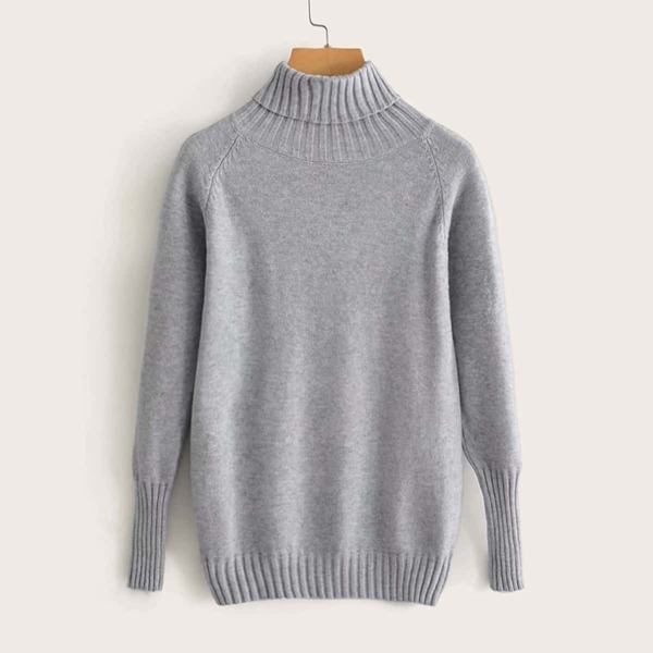 

Solid High Neck Raglan Sleeve Sweater