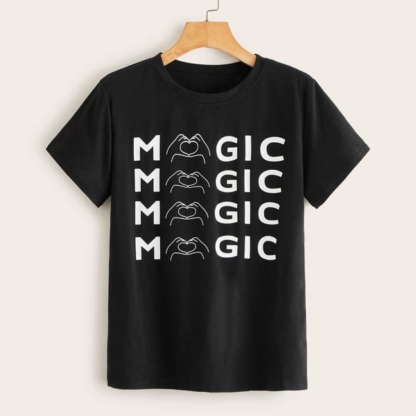 

Letter And Gesture Print Tee, Black