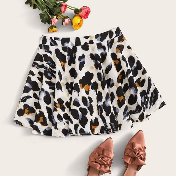 

Leopard Print Skater Skirt