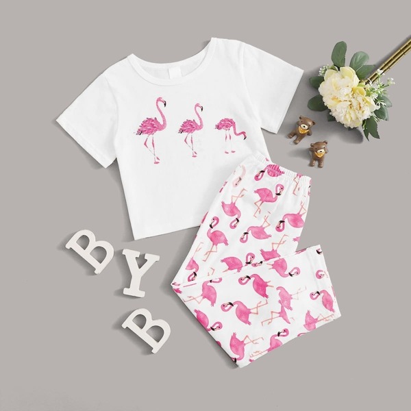 

Toddler Girls Flamingo Print Pajama Set, Multicolor