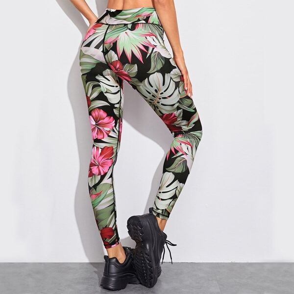 

Floral Print Stitch Detail Skinny Leggings