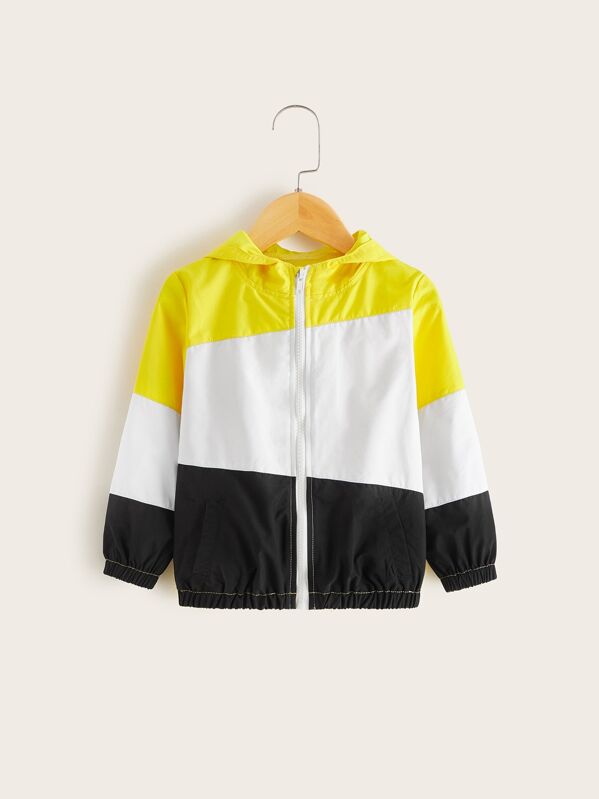 

Toddler Boys Cut And Sew Hooded Windbreaker Jacket, Multicolor