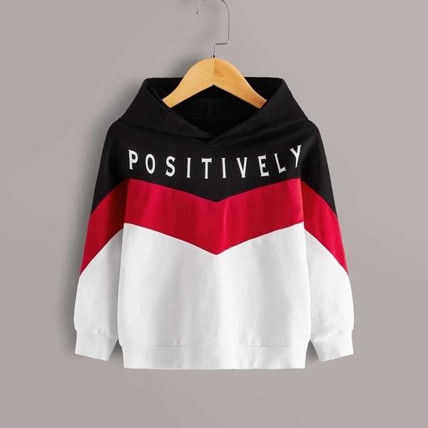 

Toddler Girls Cut And Sew Letter Graphic Hoodie, Multicolor
