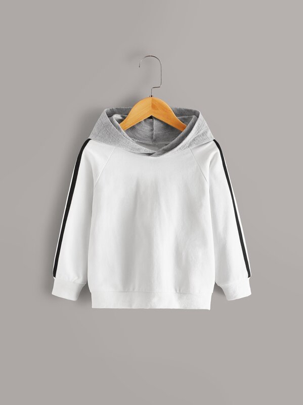

Toddler Boys Side Tape Contrast Hooded Sweatshirt, White