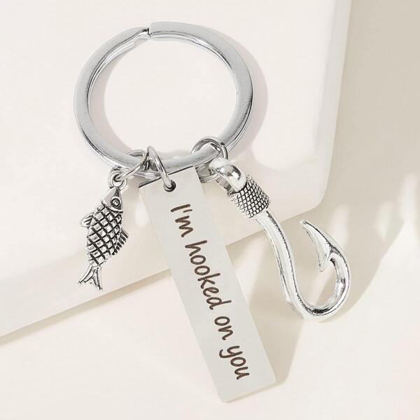 

Fish & Letter Engraved Charm Keychain