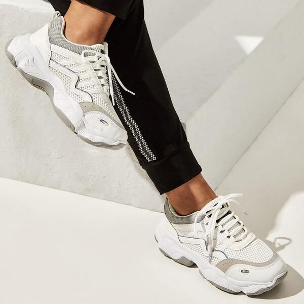 

Lace-up Front Chunky Sole Trainers, White