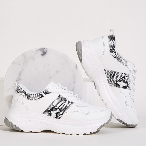 

Contrast Snakeskin Pattern Chunky Sole Sneakers