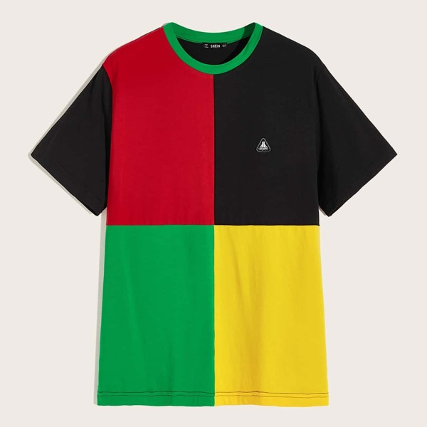 

Men Cut and Sew Patched Detail Tee, Multicolor