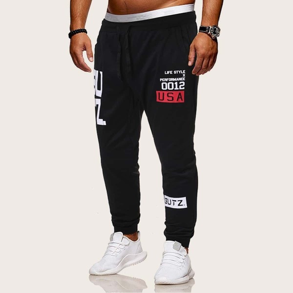

Men Letter Print Drawstring Sweatpants