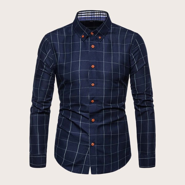 

Men Plaid Print Button Through Shirt