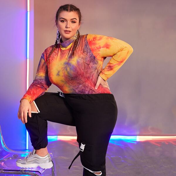 

Plus Tie Dye Mock Neck Tee