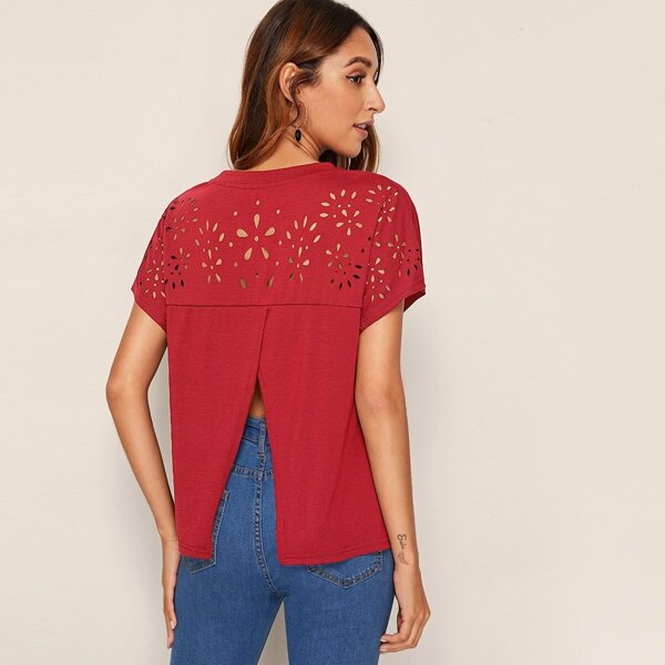 

Cut-out Split Hem Back Top