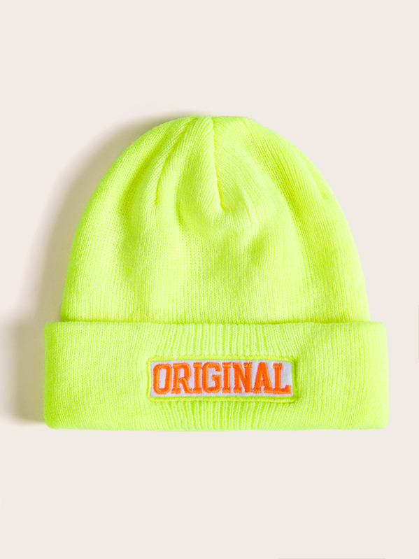 

Toddler Kids Letter Embroidery Cuff Hat, Green