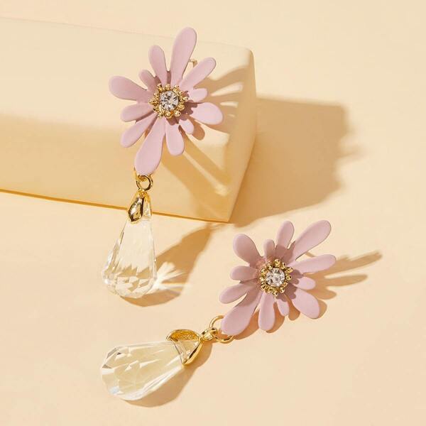 

Flower Decor Waterdrop Drop Earrings 1pair