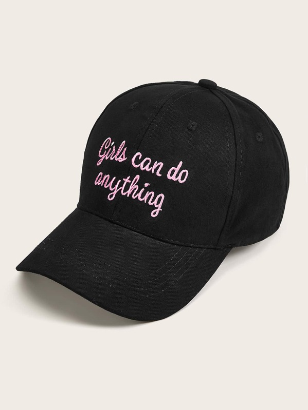 

Slogan Embroidery Baseball Cap, Black