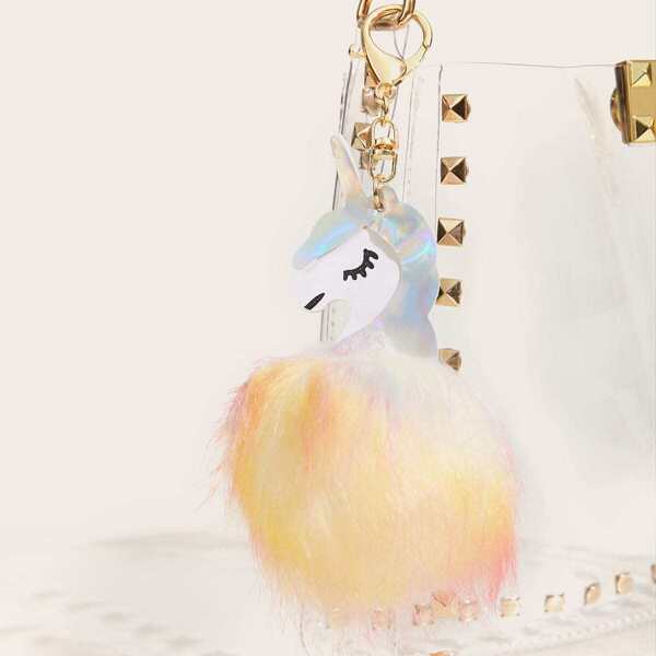 

Unicorn Decor Pom-pom Shaped Bag Accessory, Multicolor