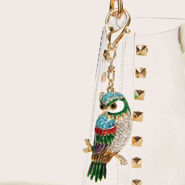 

Rhinestone Engraved Parrot Bag Accessory, Multicolor