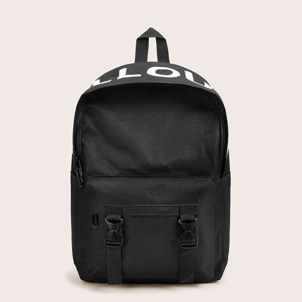 

Release Buckle Detail Letter Pattern Backpack