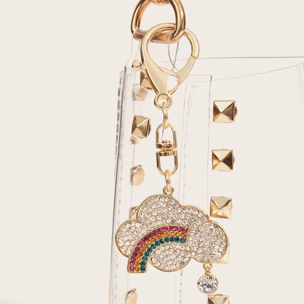 

Rhinestone Engraved Cloud Bag Accessory, Multicolor