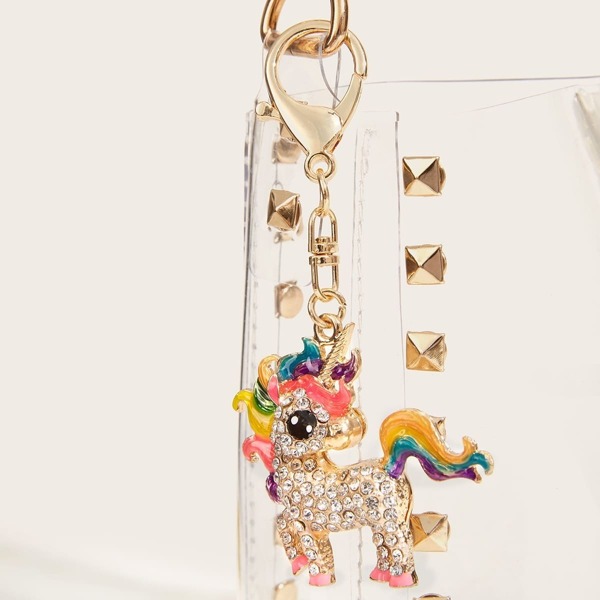

Rhinestone Engraved Unicorn Bag Accessory, Multicolor