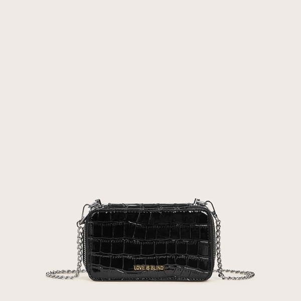 

Croc Embossed Chain Crossbody Bag