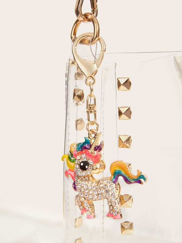 

Rhinestone Engraved Unicorn Bag Accessory, Multicolor