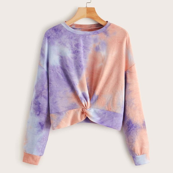 

Twist Hem Tie Dye Sweatshirt, Multicolor