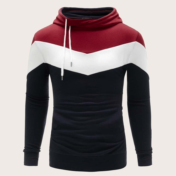 

Men Chevron Drawstring Hoodie, Navy