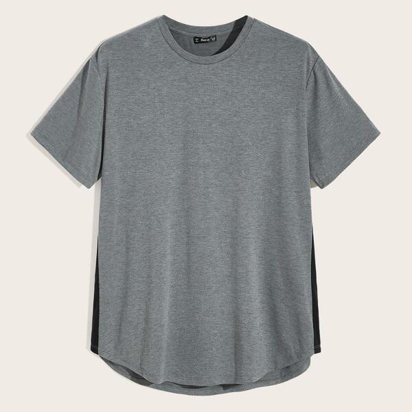 

Men Contrast Sideseam Heathered Knit Tee