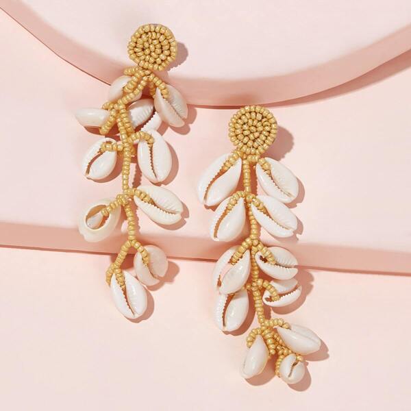 

Shell Decor Beaded Drop Earrings 1pair